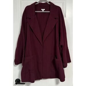 Pure Jill Women's Maroon 100% Cotton Gauzy Open Front Cardigan Size 4X
